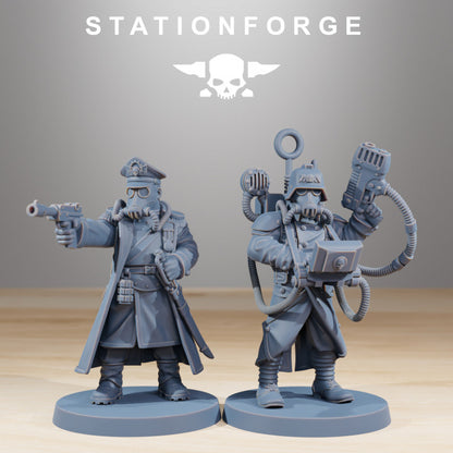 Grim Guard Combatants, Imperial Army proxy miniature, infantry, 28mm heroic scale unpainted resin, view 2