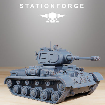 Grim Guard Heavy Battle Tank, Imperial Army proxy miniature, 28mm heroic scale unpainted resin, view 4