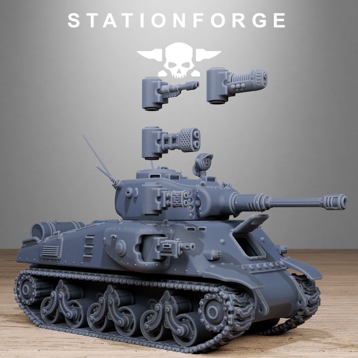 Free Guard Battle Tank, Imperial Army proxy miniature, 28mm heroic scale unpainted resin, view 4