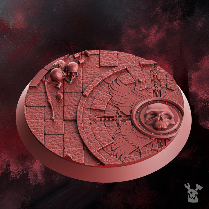 Crimson Knights Bases And Decor Set, resin miniature bases, bits, 28mm heroic scale unpainted resin, view 3