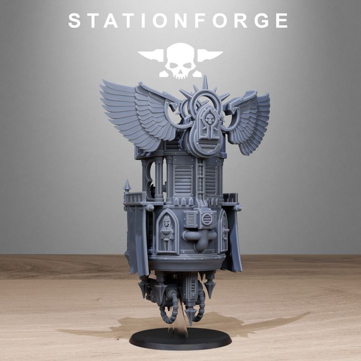 Imperial Army Flying Throne, proxy miniature, flyer, 28mm heroic scale unpainted resin, view 4