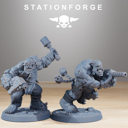 Orks Infantry, proxy miniature, 28mm heroic scale unpainted resin, view 4