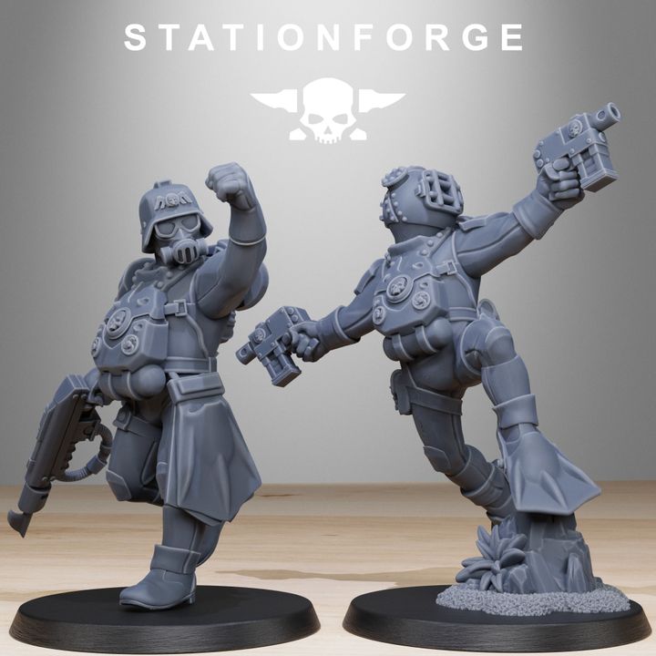 Imperial Army Grim Guard Divers (10 Units), 28mm heroic scale unpainted resin, view 4