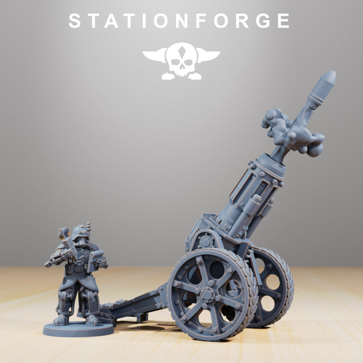 Grim Guard Light Artillery, Imperial Army proxy miniature, 28mm heroic scale unpainted resin, view 5