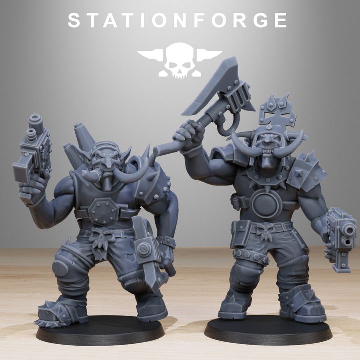 Orks Trolls (10 Units), proxy miniature, squad, 28mm heroic scale unpainted resin, view 6