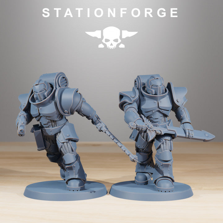 Space Knights Melee Infantry (11 Units), proxy miniature, squad, 28mm heroic scale unpainted resin, view 3