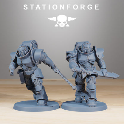 Space Knights Melee Infantry (11 Units), proxy miniature, squad, 28mm heroic scale unpainted resin, view 3