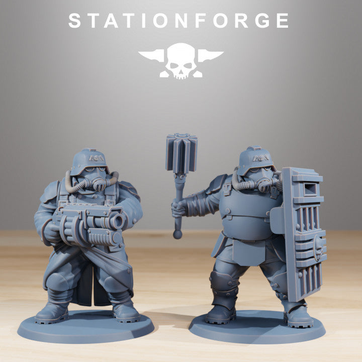 Grim Guard Mutants, Imperial Army proxy miniature, infantry, 28mm heroic scale unpainted resin, view 6