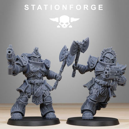 Space Knights Dragon Knights (10 Units), proxy miniature, squad, 28mm heroic scale unpainted resin, view 3