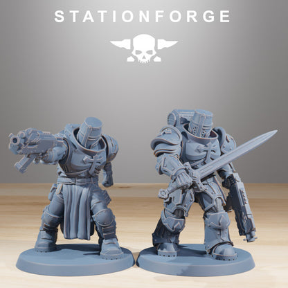 Space Knights Zealots (10 Units), proxy miniature, squad, 28mm heroic scale unpainted resin, view 4