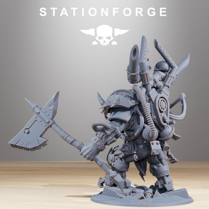Orks Troll Boss With Axe, proxy miniature, character, 28mm heroic scale unpainted resin, view 5
