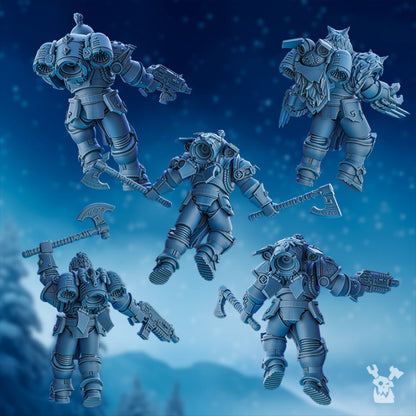 Wolf Knights Tempest Wolves Squad, proxy miniature, 28mm heroic scale unpainted resin, view 2