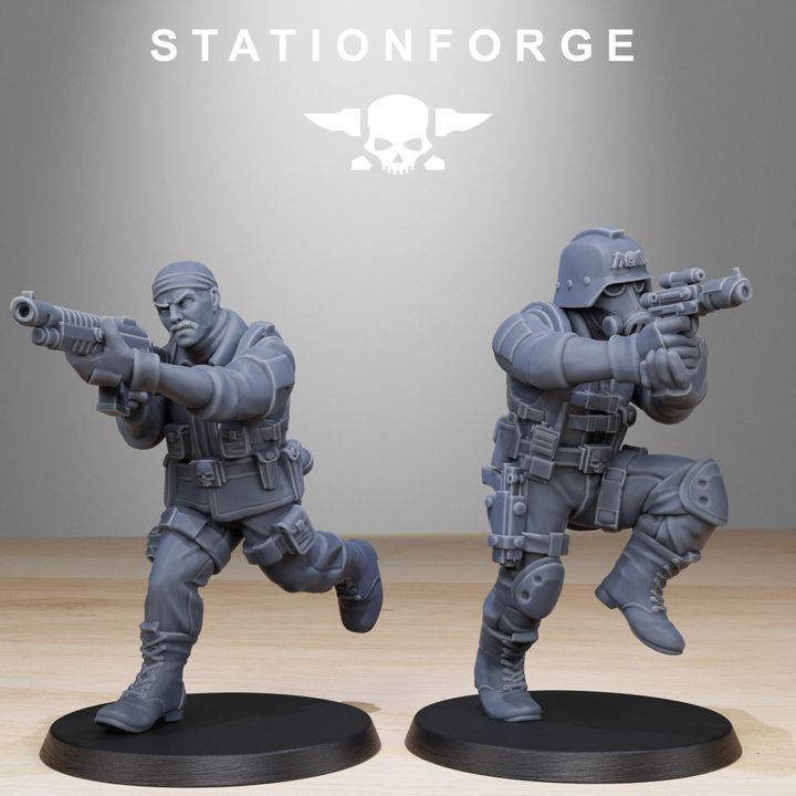 Imperial Army Grim Guard Counter Terrorists (10 Units), 28mm heroic scale unpainted resin, view 5