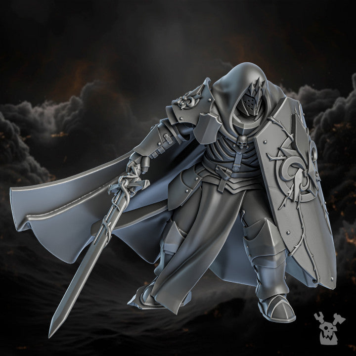 Battle Sisters Thorn Knights, proxy miniature, 28mm heroic scale unpainted resin, view 2