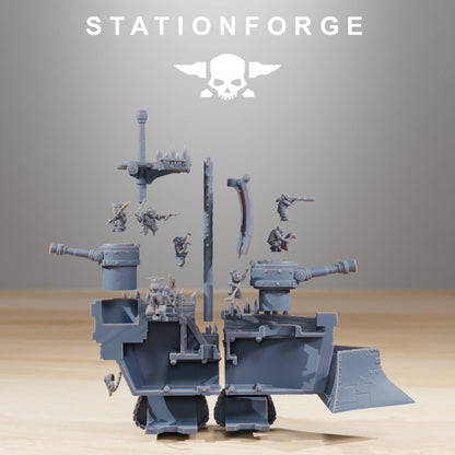 Orks Gobs Short Pearl Battle Ship, proxy miniature, 28mm heroic scale unpainted resin, view 5