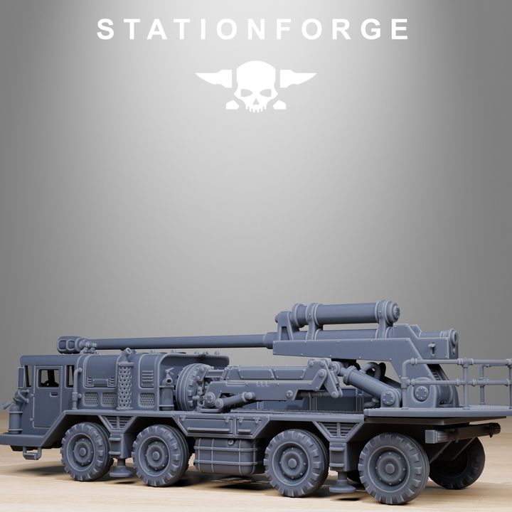 Grim Guard Artillery Vehicle, Imperial Army proxy miniature, 28mm heroic scale unpainted resin, view 6