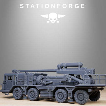 Grim Guard Artillery Vehicle, Imperial Army proxy miniature, 28mm heroic scale unpainted resin, view 6