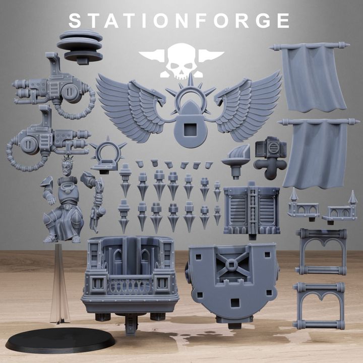 Imperial Army Flying Throne, proxy miniature, flyer, 28mm heroic scale unpainted resin, view 5
