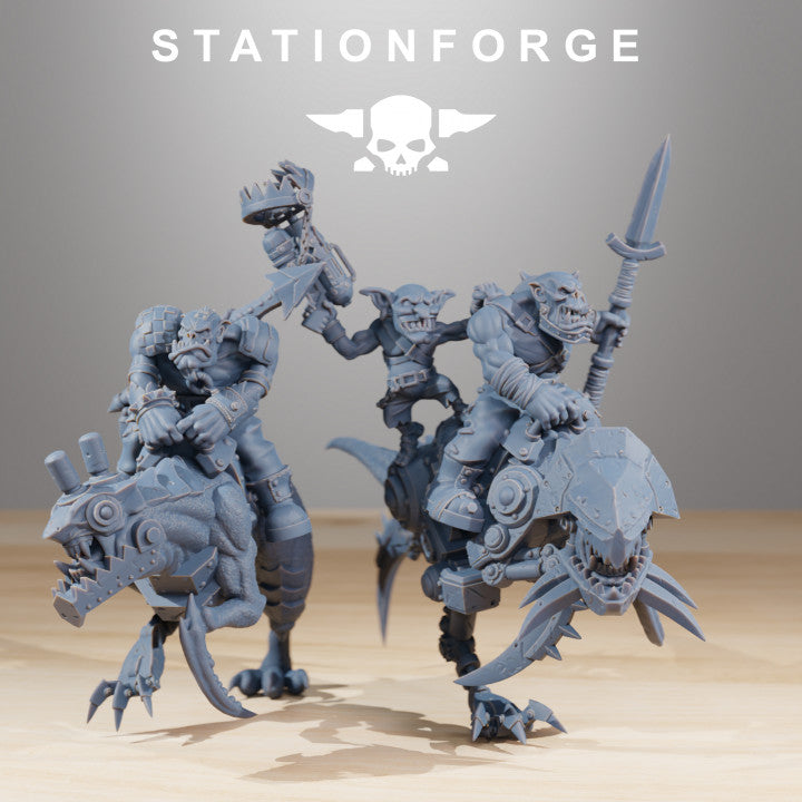 Orks Beast Riders (10 Units), proxy miniature, squad, 28mm heroic scale unpainted resin, view 4