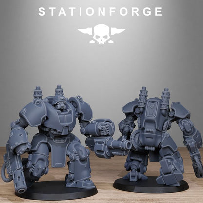 Grim Guard Power Armor, Imperial Army proxy miniature, infantry, 28mm heroic scale unpainted resin, view 6