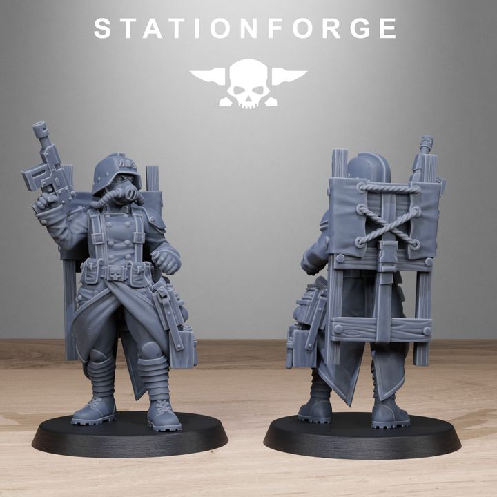 Grim Guard Sisters, Battle Sisters proxy miniature, infantry, 28mm heroic scale unpainted resin, view 7