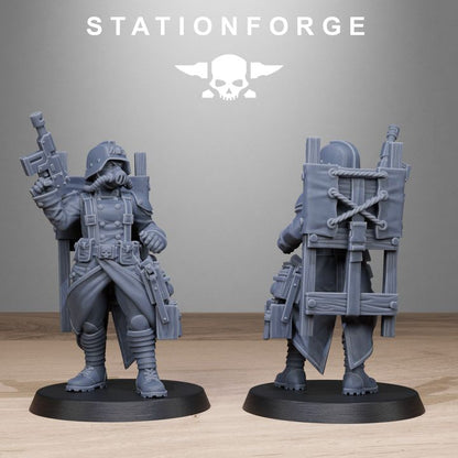 Grim Guard Sisters, Battle Sisters proxy miniature, infantry, 28mm heroic scale unpainted resin, view 7