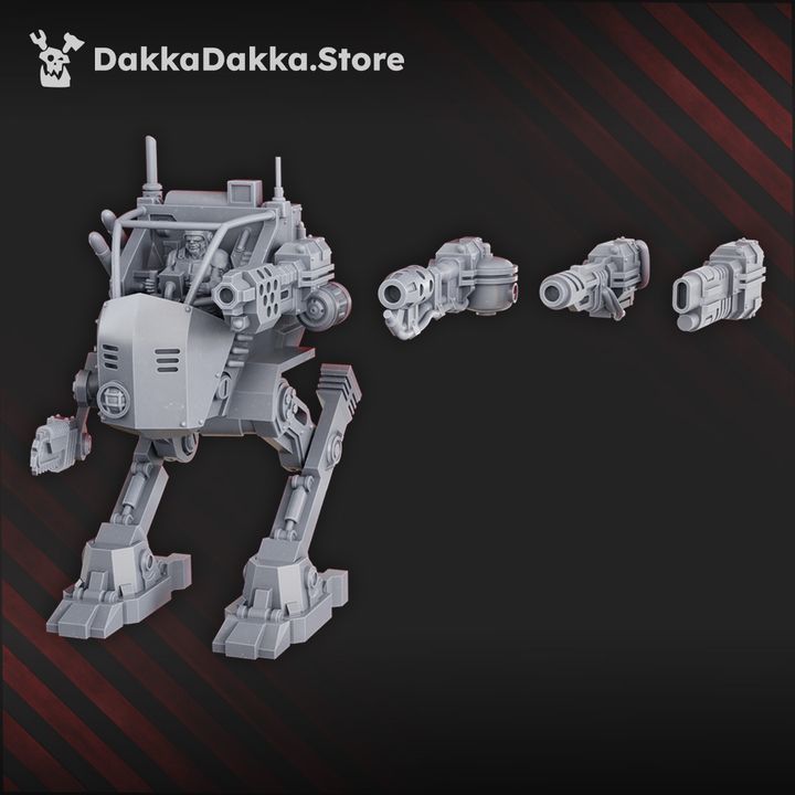 Regius Guard Stomper Mech, Imperial Army proxy miniature, walker, 28mm heroic scale unpainted resin, view 5