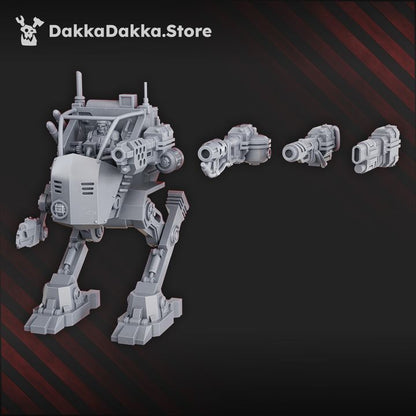 Regius Guard Stomper Mech, Imperial Army proxy miniature, walker, 28mm heroic scale unpainted resin, view 5