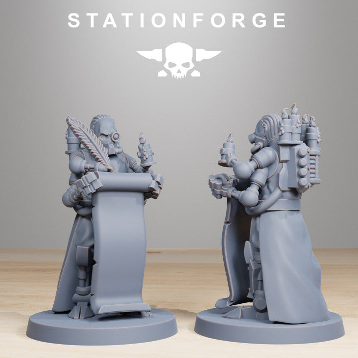 Scavenger Vicars Writer Urnar, Tech Priests proxy miniature, 28mm heroic scale unpainted resin, view 3