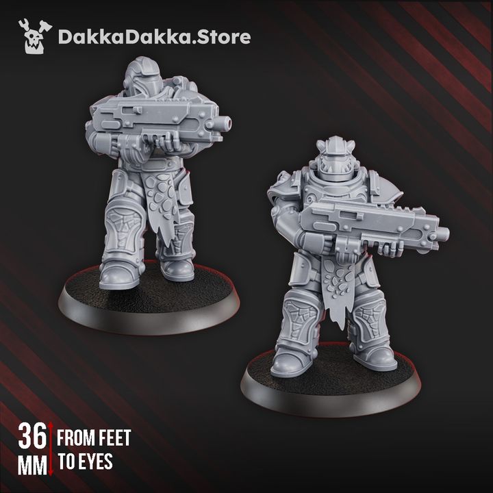 Flame Knights Warriors Tactical Squad, proxy miniature, 28mm heroic scale unpainted resin, view 5