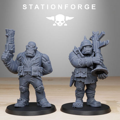 Orks Team Fighters With Gun (10 Units), proxy miniature, squad, 28mm heroic scale unpainted resin, view 5