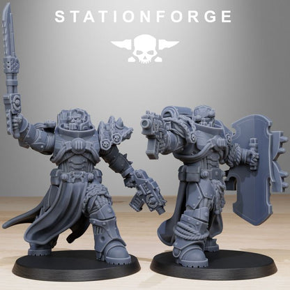 Space Knights Militants (10 Units), proxy miniature, squad, 28mm heroic scale unpainted resin, view 4