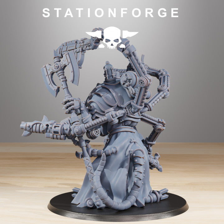 Raticus Techer, Tech Priests proxy miniature, 28mm heroic scale unpainted resin, view 3