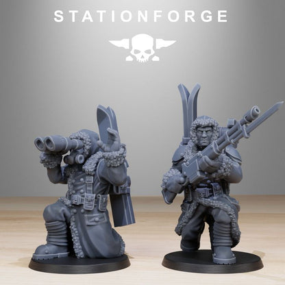Imperial Army Grim Guard Frostwatch Skiers (10 Units), 28mm heroic scale unpainted resin, view 7