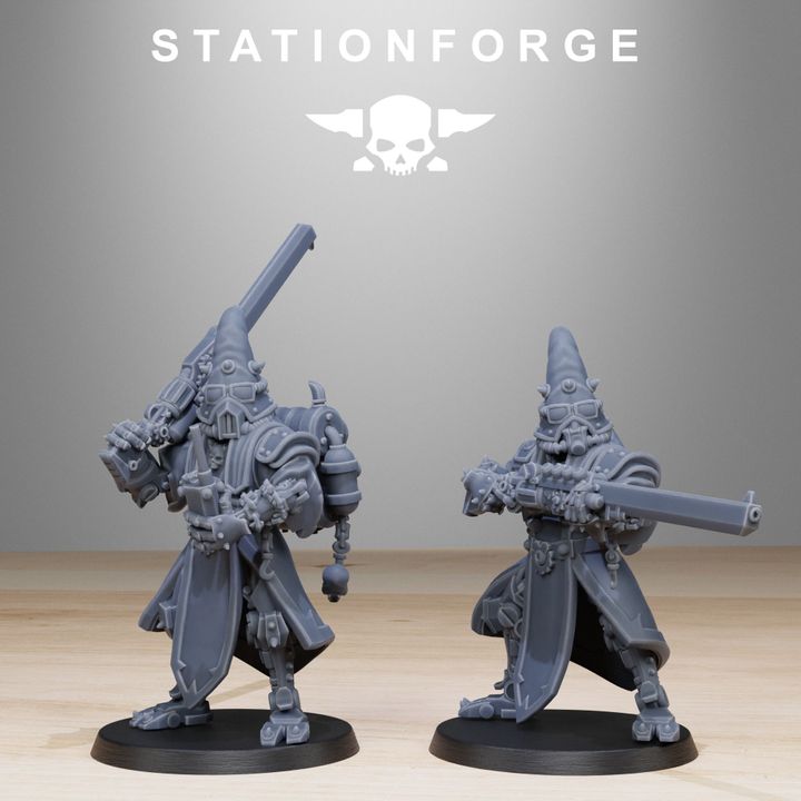 Tech Priests Scavenger Hooded Cultists (10 Units), 28mm heroic scale unpainted resin, view 4