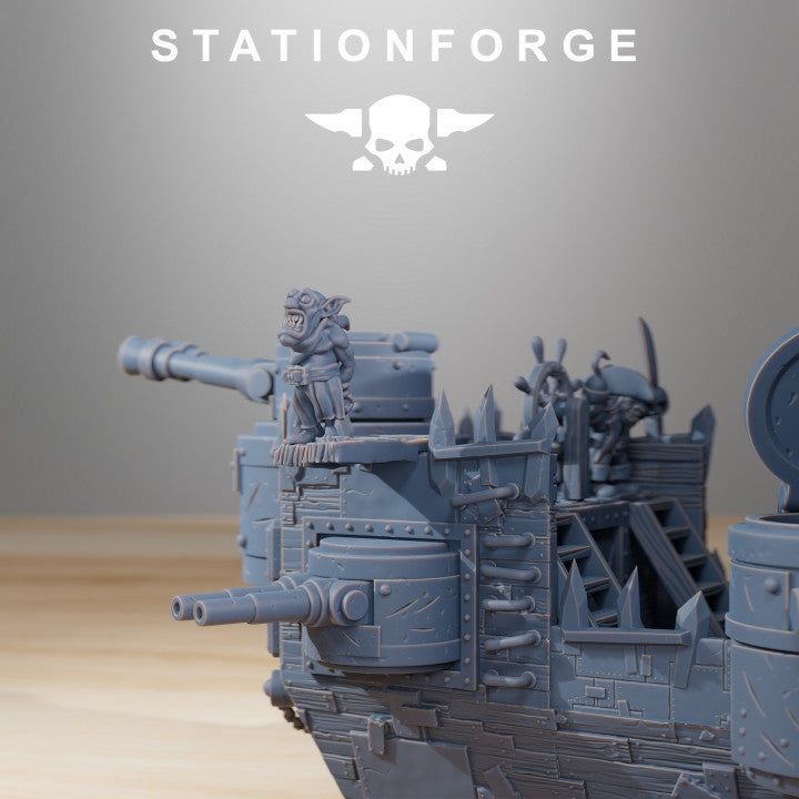 Orks Gobs Pearl Battle Ship, proxy miniature, 28mm heroic scale unpainted resin, view 5