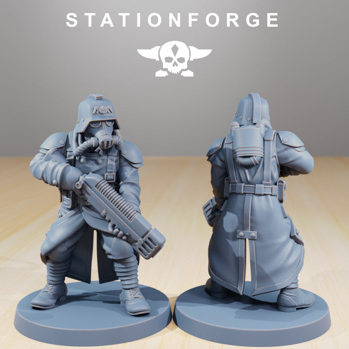 Grim Guard Command Force, Imperial Army proxy miniature, infantry, 28mm heroic scale unpainted resin, view 7