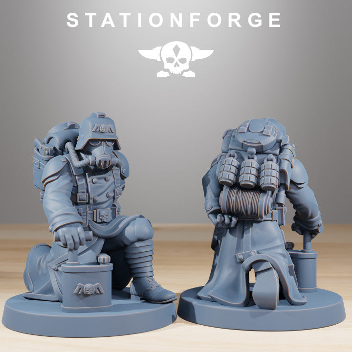 Grim Guard Acolytes, Imperial Army proxy miniature, infantry, 28mm heroic scale unpainted resin, view 7