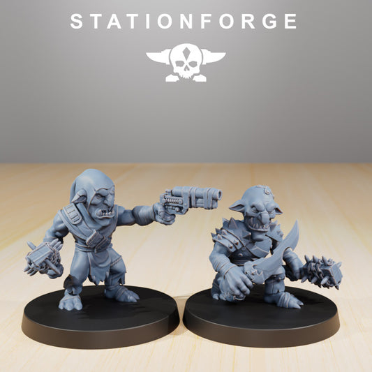 Orks Goblins (10 Units), proxy miniature, squad, 28mm heroic scale unpainted resin, view 2