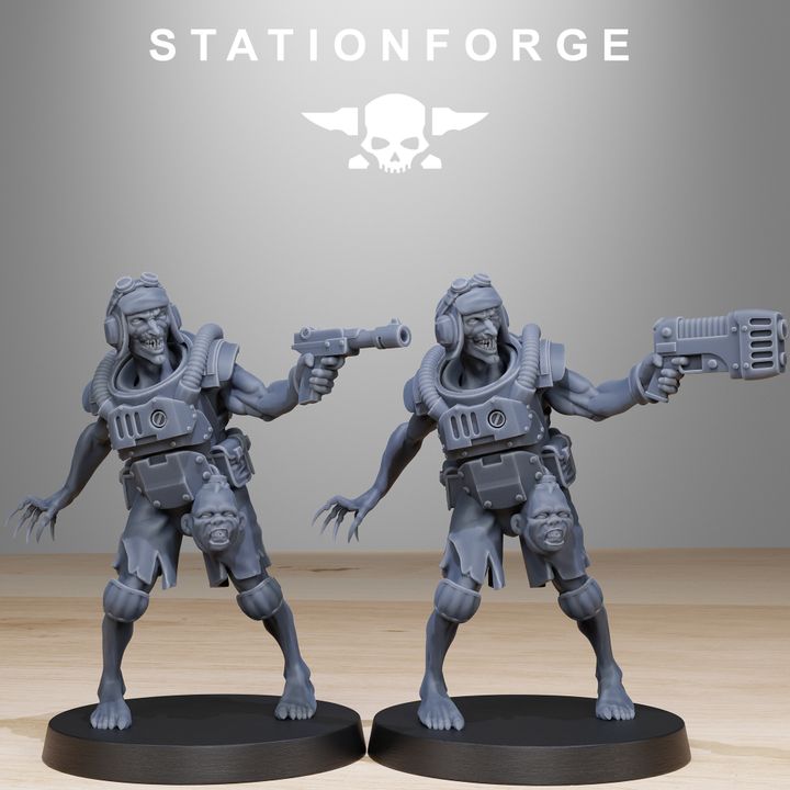 Dark Space Knights Guard Wretched (12 Units), proxy miniature, squad, 28mm heroic scale unpainted resin, view 5