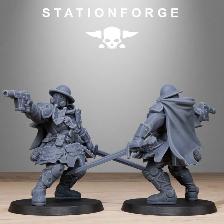 Royal Guard Bloodwardens, Imperial Army proxy miniature, infantry, 28mm heroic scale unpainted resin, view 10