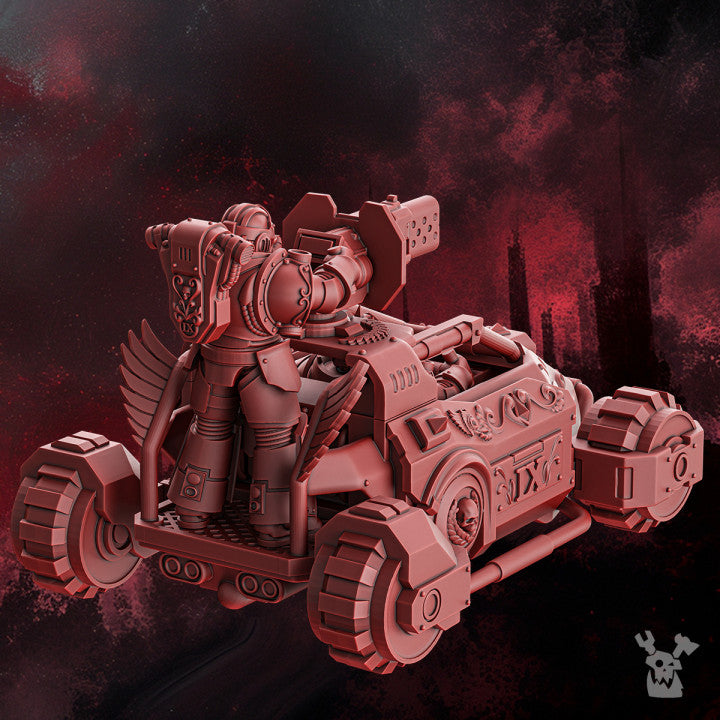 Crimson Knights Buggy, proxy miniature, vehicle, 28mm heroic scale unpainted resin, view 2