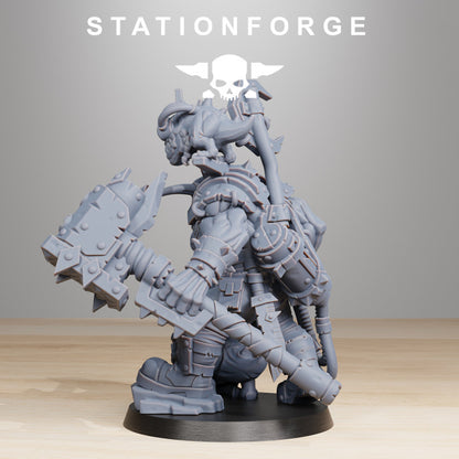 Orks Blackskull With Claw And Gun, proxy miniature, artillery, 28mm heroic scale unpainted resin, view 5