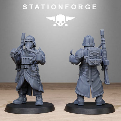 Grim Guard Vigils, Imperial Army proxy miniature, infantry, 28mm heroic scale unpainted resin, view 4