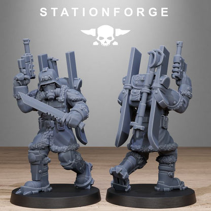 Grim Guard Frostwatch Patrol, Imperial Army proxy miniature, infantry, 28mm heroic scale unpainted resin, view 4