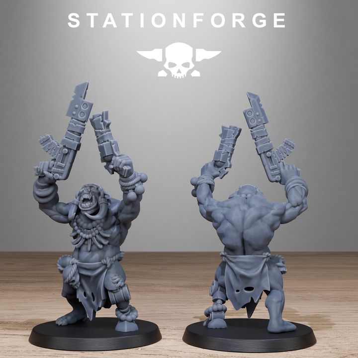 Orks Tribal Infantry, proxy miniature, 28mm heroic scale unpainted resin, view 5