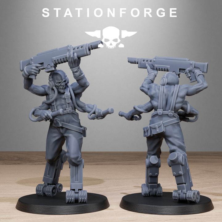 Dark Space Knights Guard Abhumans, proxy miniature, infantry, 28mm heroic scale unpainted resin, view 6