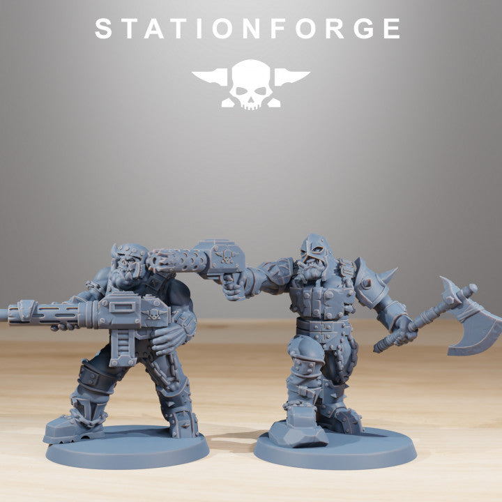 Orks Berserkers, proxy miniature, 28mm heroic scale unpainted resin, view 6