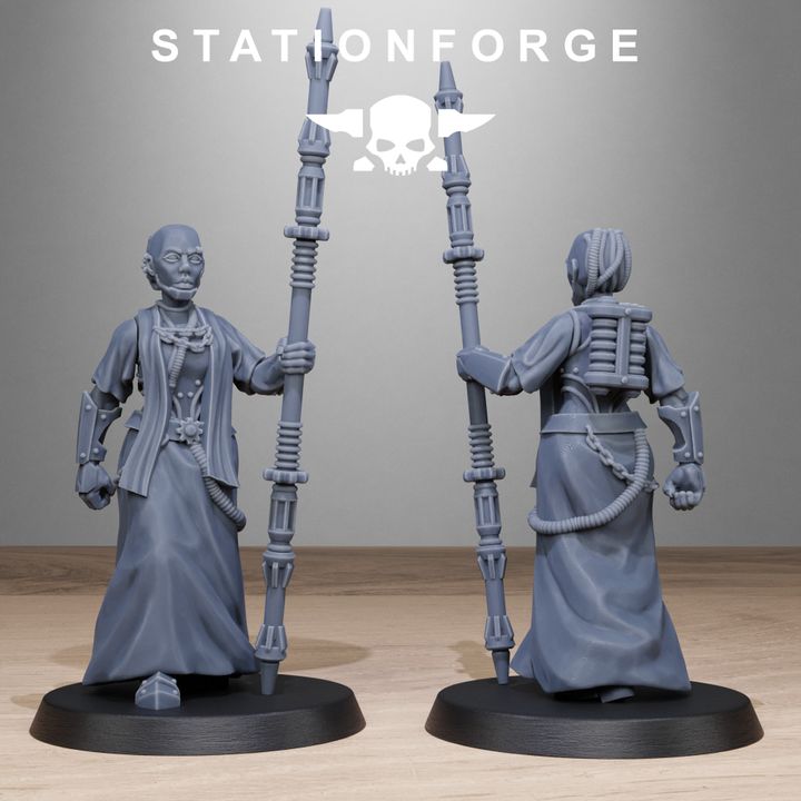 Scavenger Sister Priests, Battle Sisters proxy miniature, character, 28mm heroic scale unpainted resin, view 3