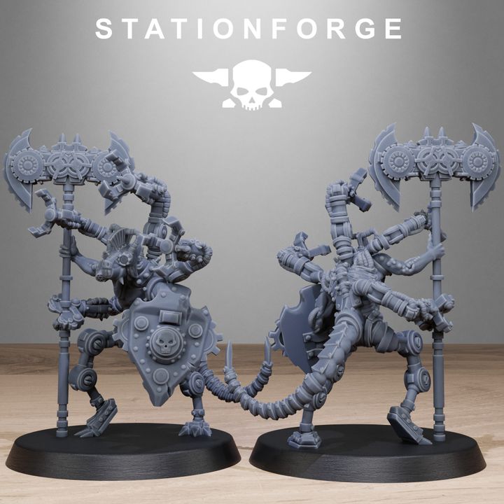 Raticus Technoclaw, Tech Priests proxy miniature, 28mm heroic scale unpainted resin, view 9